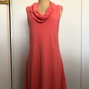 Cotton cowl neck, sleeveless dress